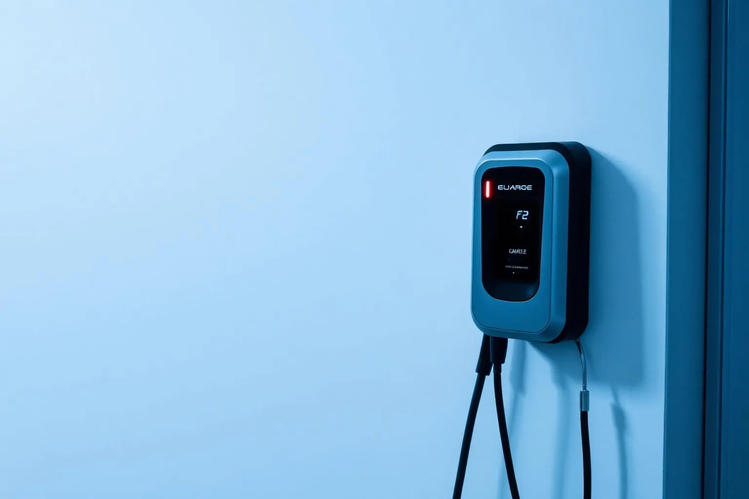 Level 2 EV charger mounted on a garage wall