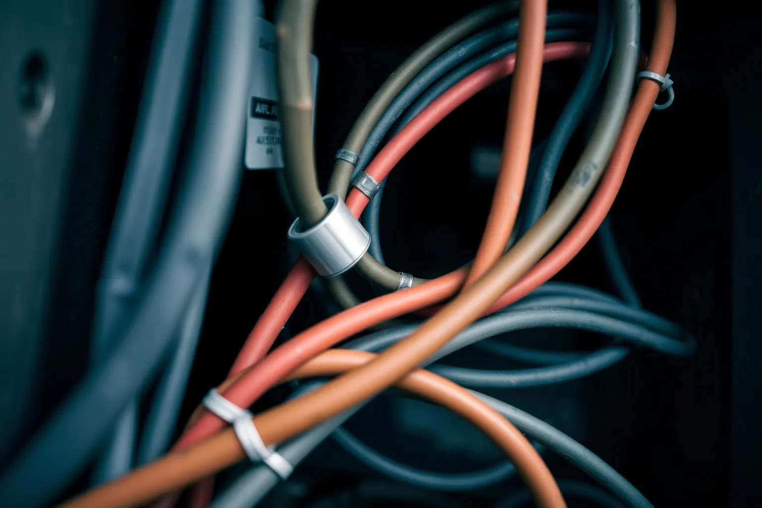 close-up of neat electrical wiring and conduit